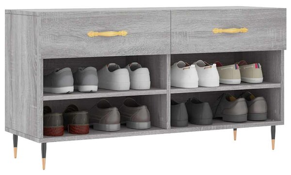 Szürke sonoma színű szerelt fa cipőpolc 102 x 35 x 55 cm