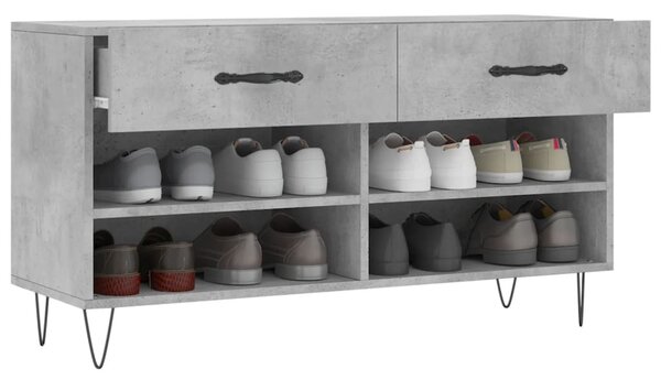 Betonszürke szerelt fa cipőpolc 102 x 35 x 55 cm