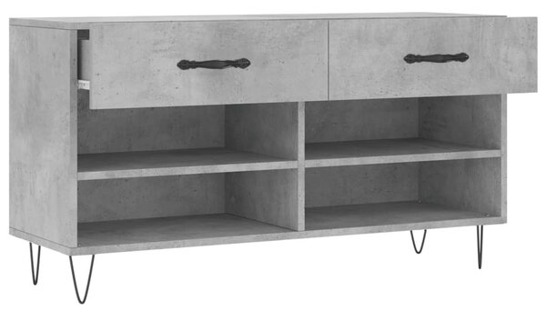 Betonszürke szerelt fa cipőpolc 102 x 35 x 55 cm