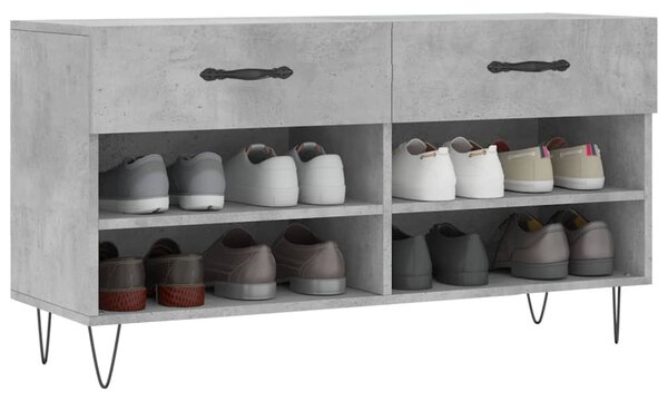 Betonszürke szerelt fa cipőpolc 102 x 35 x 55 cm
