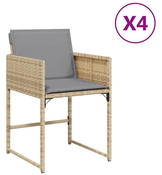 4 db vegyes bézs polyrattan kerti szék párnával