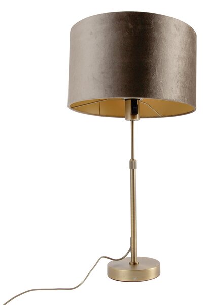 Bronz asztali lámpa barna bársonyernyővel 35 cm - Parte