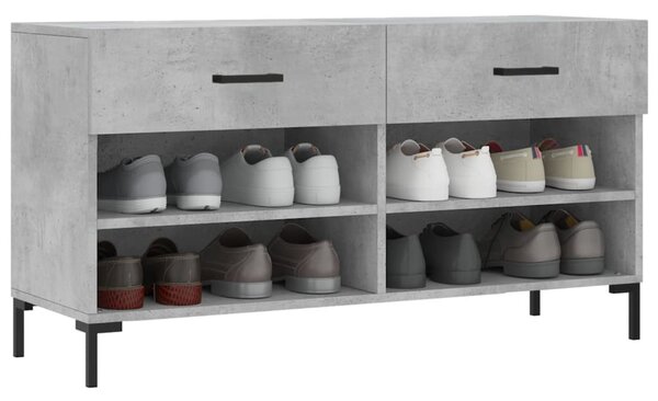 Betonszürke szerelt fa cipőpolc 102 x 35 x 55 cm