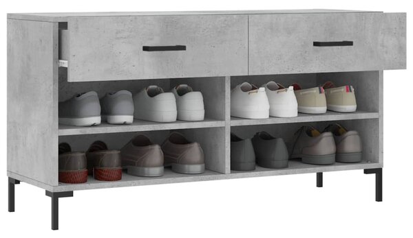 Betonszürke szerelt fa cipőpolc 102 x 35 x 55 cm