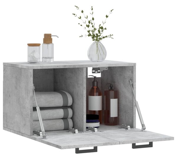 Betonszürke szerelt fa faliszekrény 60 x 36,5 x 35 cm