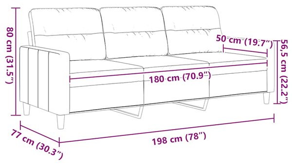 3 személyes sötétszürke szövet kanapé 180 cm