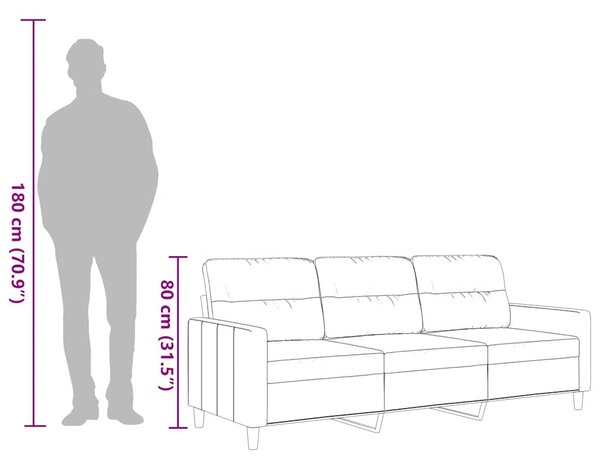3 személyes sötétszürke szövet kanapé 180 cm