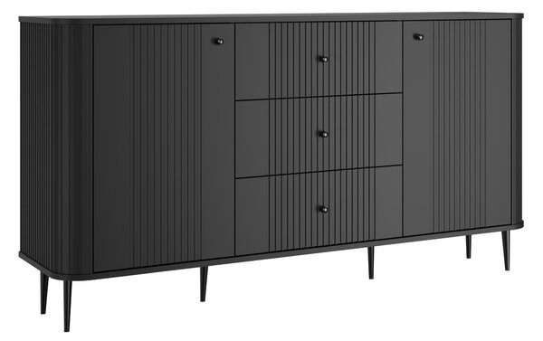 Vesper komód 160 cm fiókokkal lábakon - fekete / fekete lábak