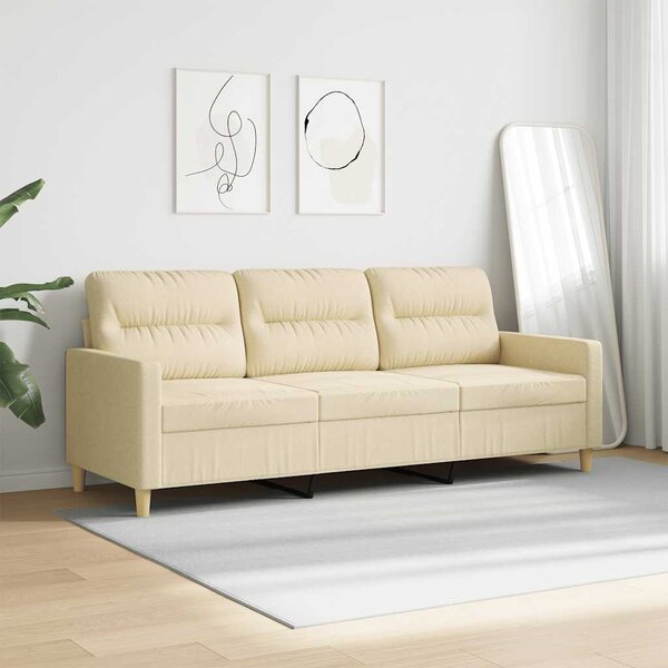 3 személyes krémszínű szövet kanapé 180 cm