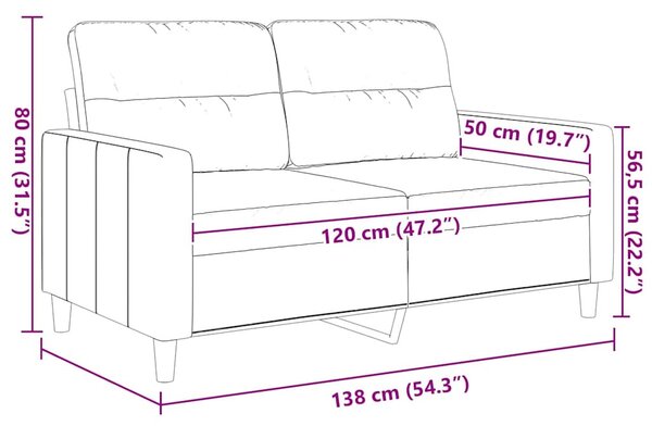 Kétszemélyes barna szövetkanapé 120 cm