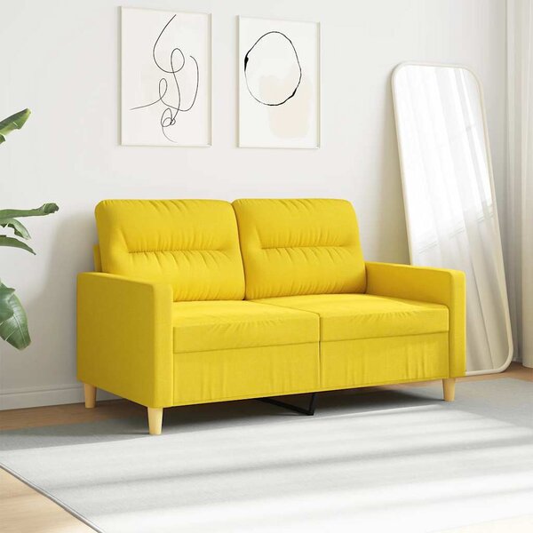 2 személyes világossárga szövet kanapé 120 cm