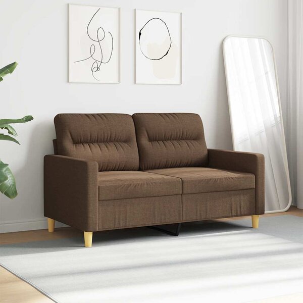 Kétszemélyes barna szövetkanapé 120 cm