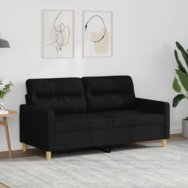 Kétszemélyes fekete szövetkanapé 140 cm