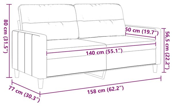 Kétszemélyes fekete szövetkanapé 140 cm