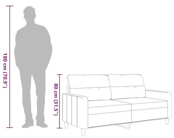 Kétszemélyes fekete szövetkanapé 140 cm