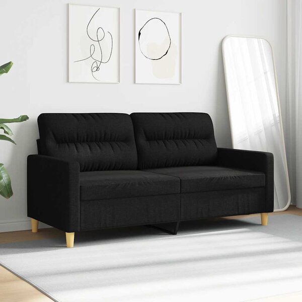 Kétszemélyes fekete szövetkanapé 140 cm