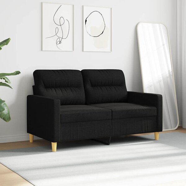 Kétszemélyes fekete szövetkanapé 120 cm