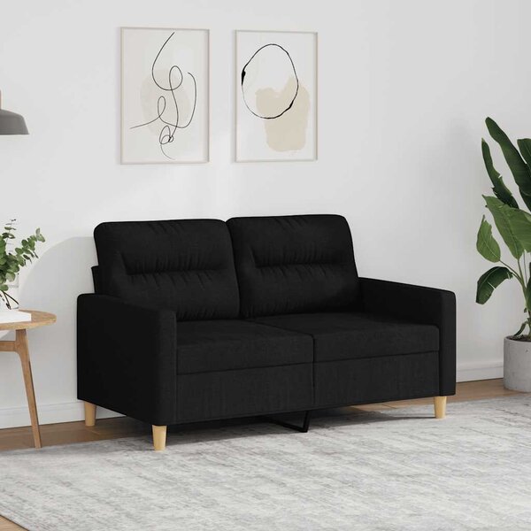 Kétszemélyes fekete szövetkanapé 120 cm