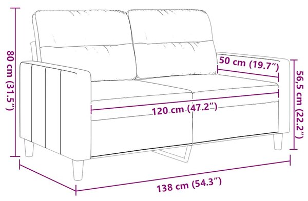 Kétszemélyes fekete szövetkanapé 120 cm