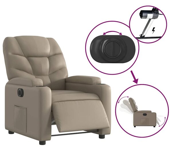 Kávészínű műbőr elektromos dönthető fotel