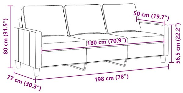 3 személyes barna szövetkanapé 180 cm