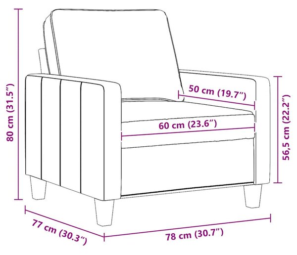 Világosszürke szövet kanapéfotel 60 cm