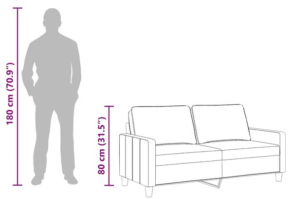 Kétszemélyes barna szövetkanapé 140 cm