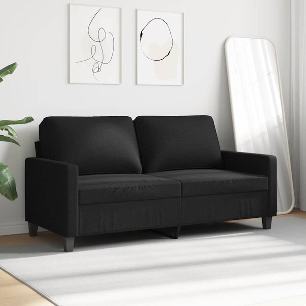 Kétszemélyes fekete szövetkanapé 140 cm