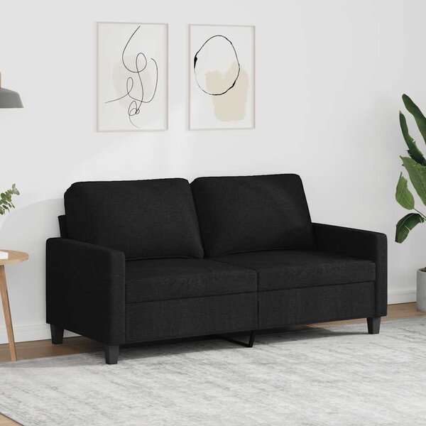 Kétszemélyes fekete szövetkanapé 140 cm