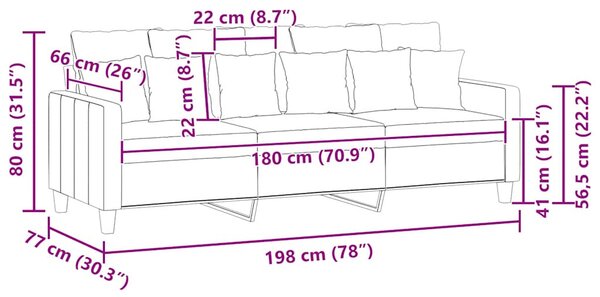 3 személyes világossárga szövet kanapé 180 cm