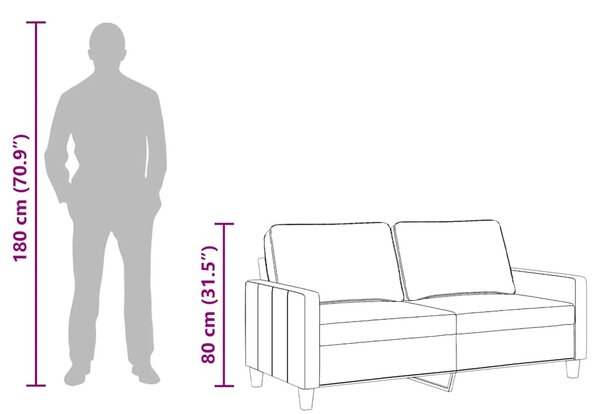 Kétszemélyes fekete szövetkanapé 140 cm