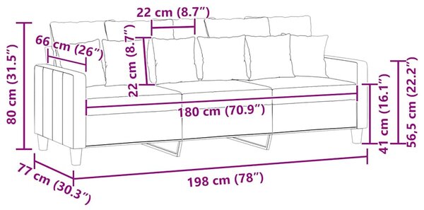 3 személyes bordó szövet kanapé 180 cm