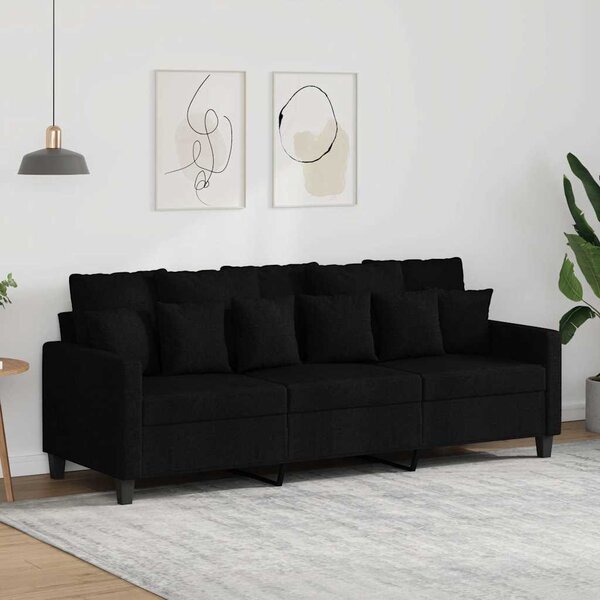 3 személyes fekete szövetkanapé 180 cm