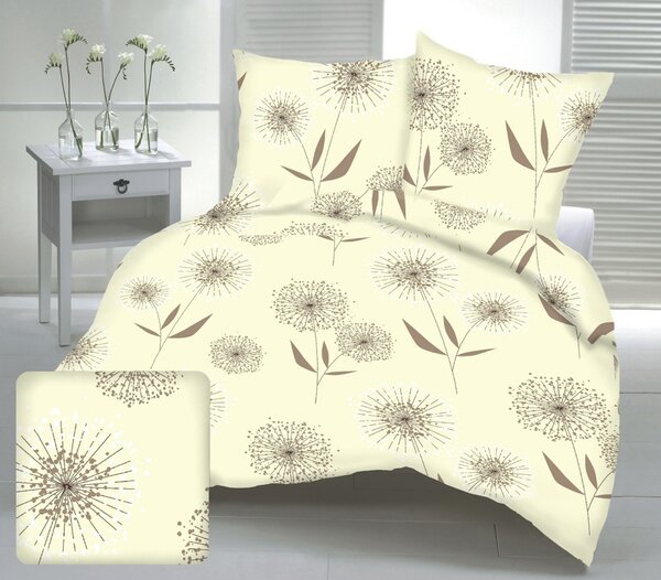 Pitypang barna pamut ágyneműhuzat TiaHome - 1x Párna 90x70cm, 1x Paplan 140x200cm