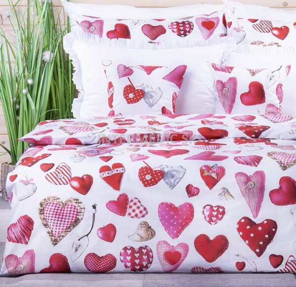 Deluxe 3D Love fehér pamut ágyneműhuzat TiaHome - 1x Párna 90x70cm, 1x Paplan 140x200cm