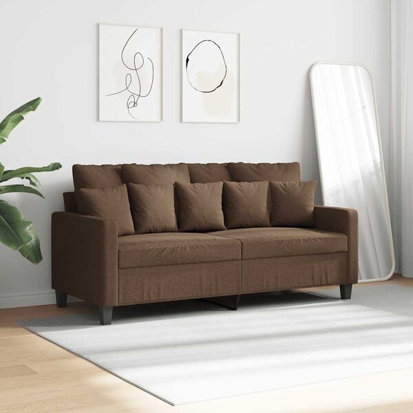 Kétszemélyes barna szövetkanapé 140 cm