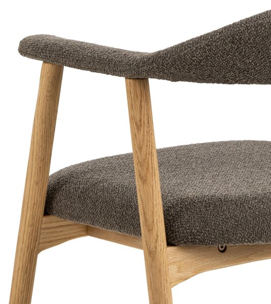 MAZZONI EXPORT ADELE Barna Taupe (Monza 40 szövet)/Természetes Tölgy váz - RETRO FA BOUCLÉ SZÉK NAPPALIBA KONYHÁBA