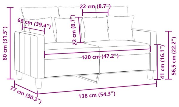 2 személyes világossárga szövet kanapé 120 cm