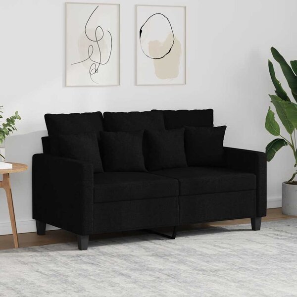 Kétszemélyes fekete szövetkanapé 120 cm