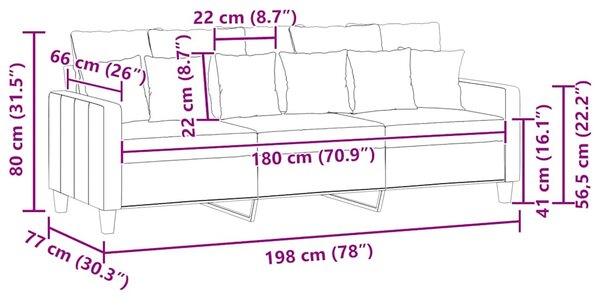 3 személyes fekete szövetkanapé 180 cm