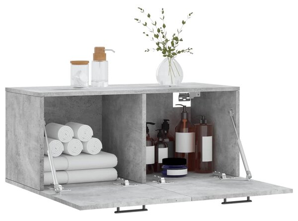 Betonszürke szerelt fa faliszekrény 80 x 36,5 x 35 cm