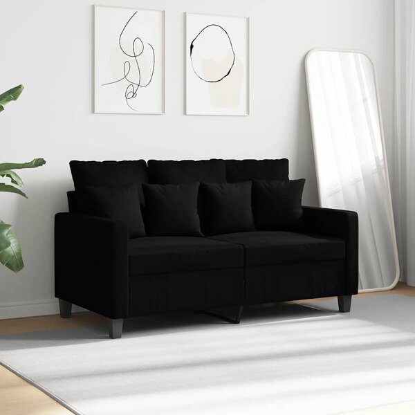 Kétszemélyes fekete szövetkanapé 120 cm