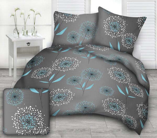 Pitypang kék ​​pamut ágyneműhuzat TiaHome - 1x Párna 90x70cm, 1x Paplan 140x200cm