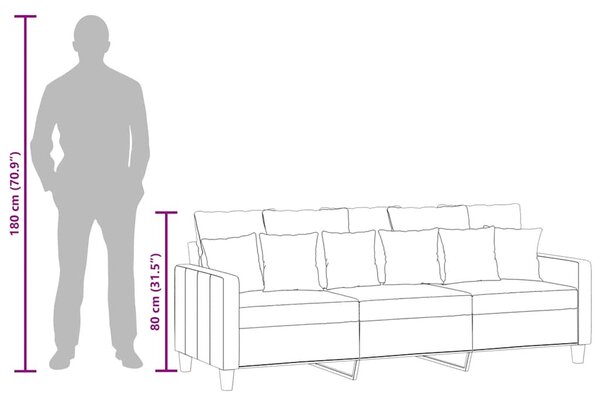 3 személyes fekete szövetkanapé 180 cm