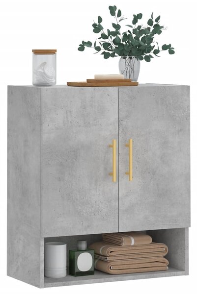 Betonszürke szerelt fa faliszekrény 60 x 31 x 70 cm
