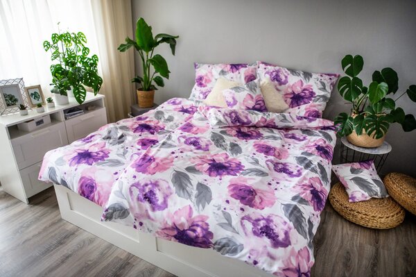 3 db pamut szatén ágyneműhuzat Peony 200x140cm+90x70cm TiaHome