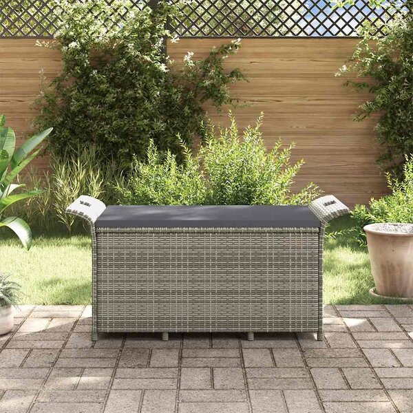 Barna polyrattan kerti pad párnával 116 x 46 x 57 cm
