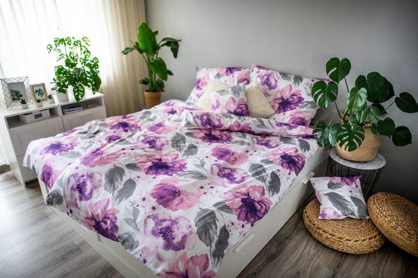 3 db pamut szatén ágyneműhuzat Peony 200x140cm+90x70cm TiaHome