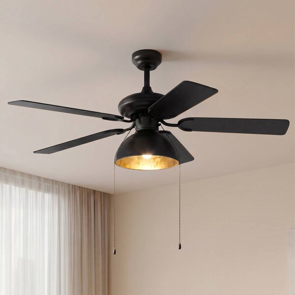 Lucande Shamoian mennyezeti ventilátor világítással, csendes, Ø 130 cm, Fekete, Nappali / Étkező, fém, Vintage