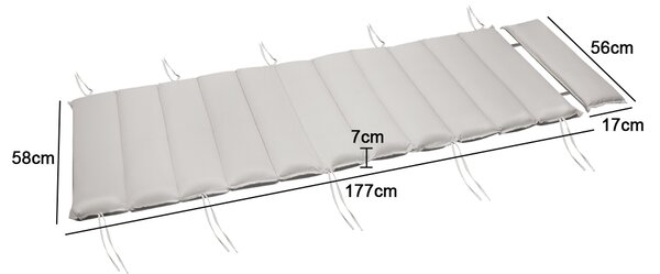 BALI szaunaágy párna, 58x7x177cmcm, bézs Detex